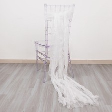 5 WHITE Sheer Crinkled Organza CHAIR SASHES Party Events Home Decorations