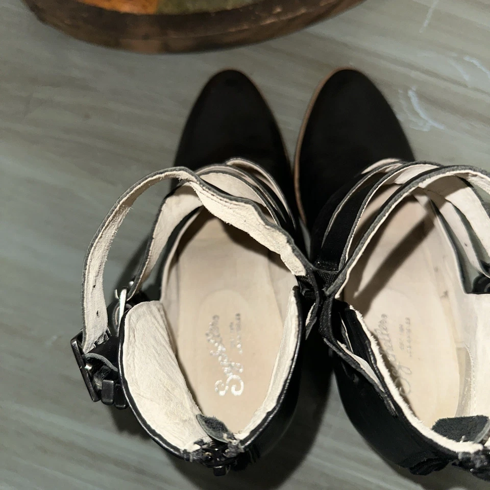 Botines Seychelles Haywire Cuero Negro Hebilla Cremallera Tacón Apilado Mujer Talla 8.5 Foto 3 de 4