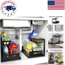 Adjustable Pull-Out Cabinet Organizer - 50 lbs Capacity, 2 Pack for Easy Access