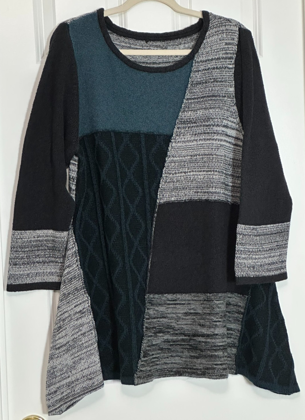 Unbranded Patchwork Colorblock Sweater Tunic 42" … - image 1