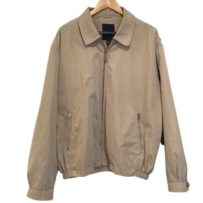 London Fog Mens XL Tan Harrington Jacket Full Zip Mesh Lined Lightweight Coat