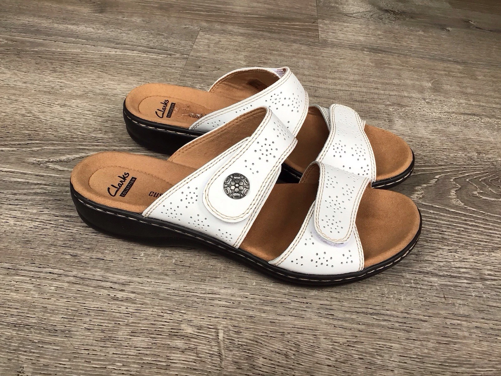 Collezione Clarks Ultimate Comfort Sandali Leisa Donna Taglia 7 W Pelle Bianca