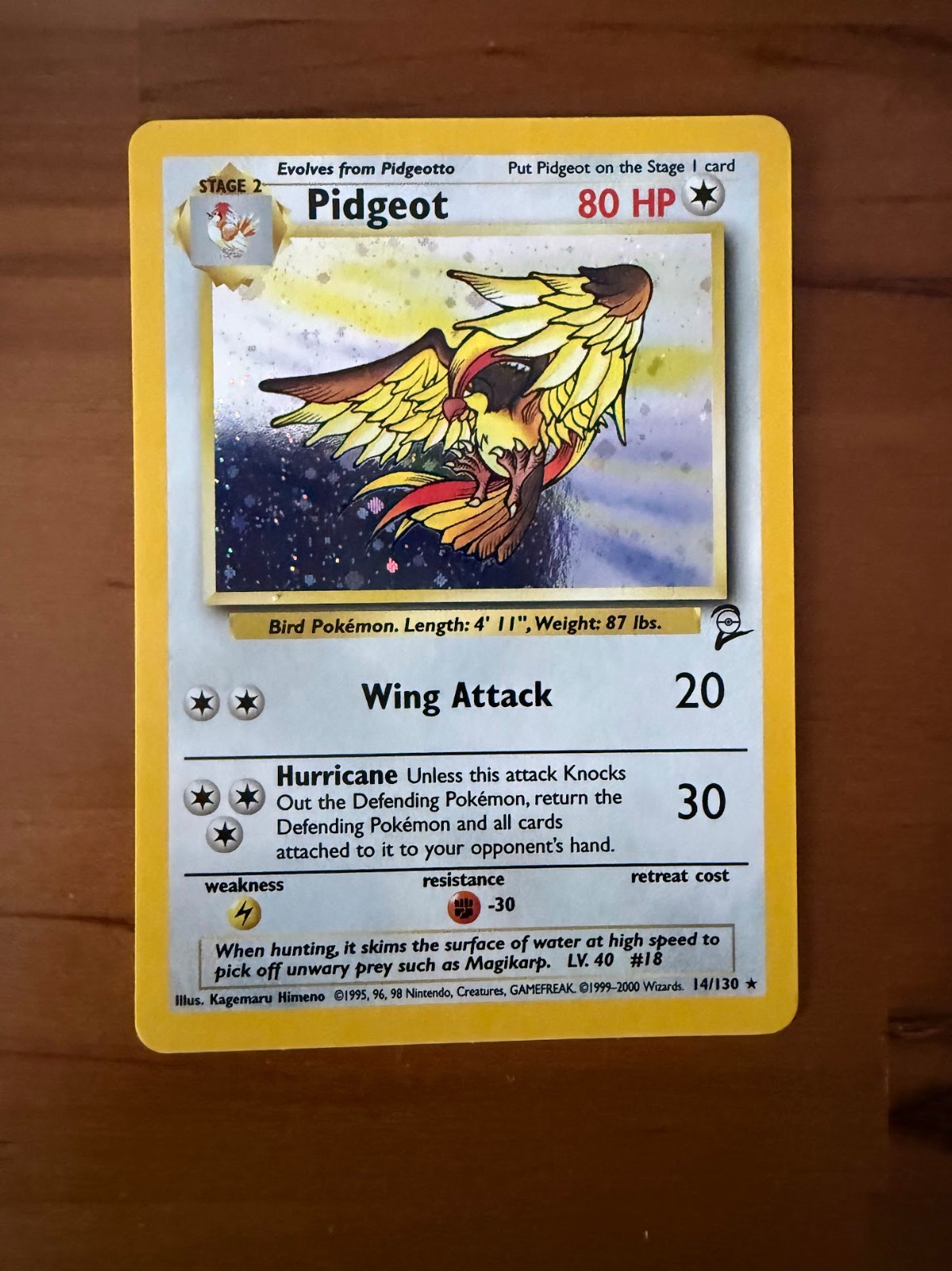 Pidgeot Base Set 2 14/130 Holo Rare WOTC Pokemon Card 2000 Unlimited