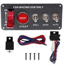 Geloo Ignition Switch Panel 12V Racing Car Engine Start Push Button Switch Panel