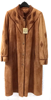 Women's Leather Full Coat Brown Size 12 U.S. Lined Stadick Modell Germany NWT