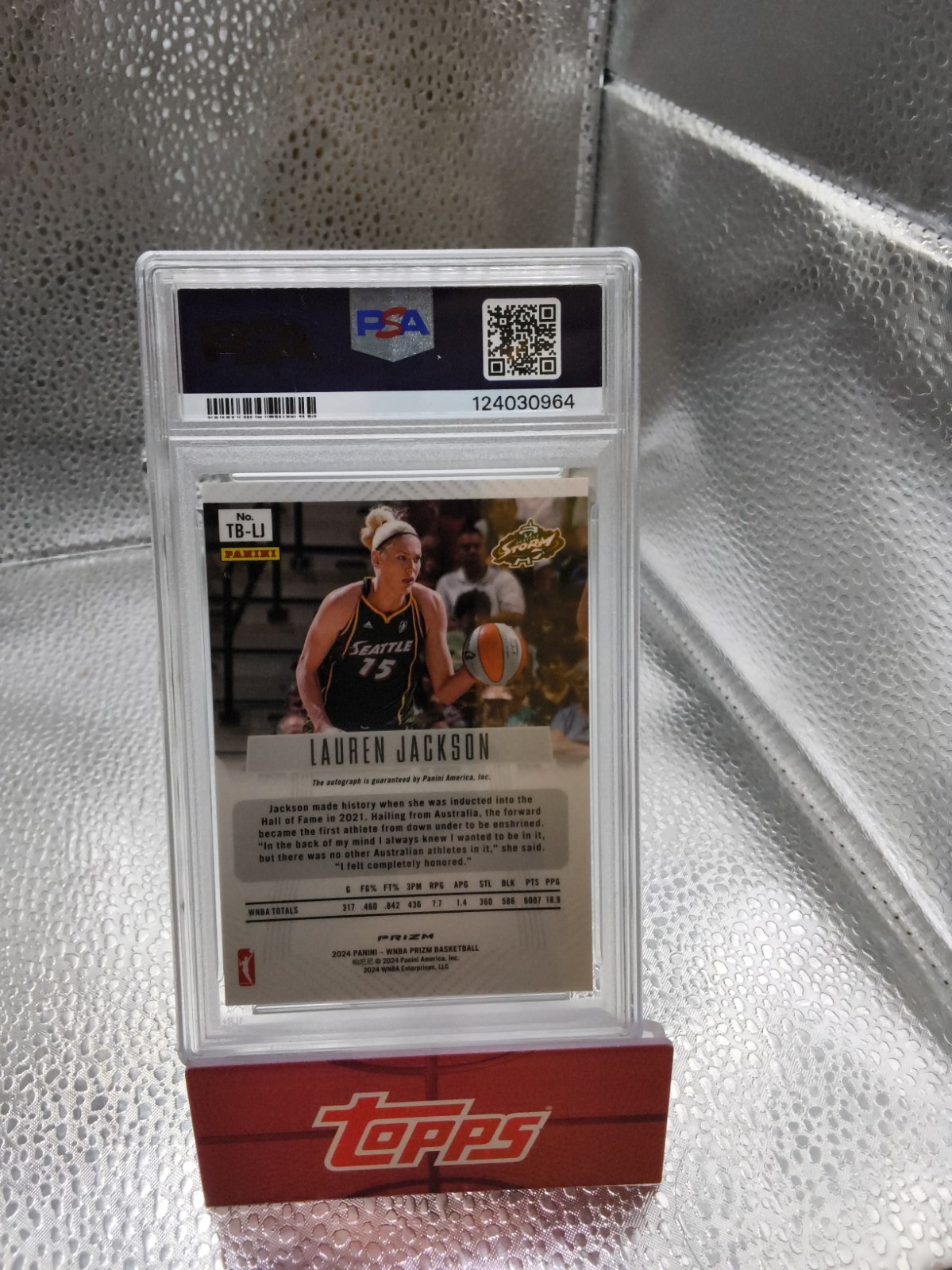 2024 Prizm Wnba Green Lauren Jackson  Throwback Auto Psa 8 view 2