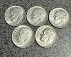 LOT OF 5 - 1964 ROOSEVELT DIMES 90% SILVER