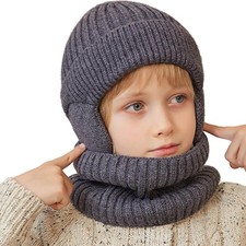 Toddler kids Winter Knit Warm Hat neck Scarf Collar Set for Boys  Girls 3-8 yea