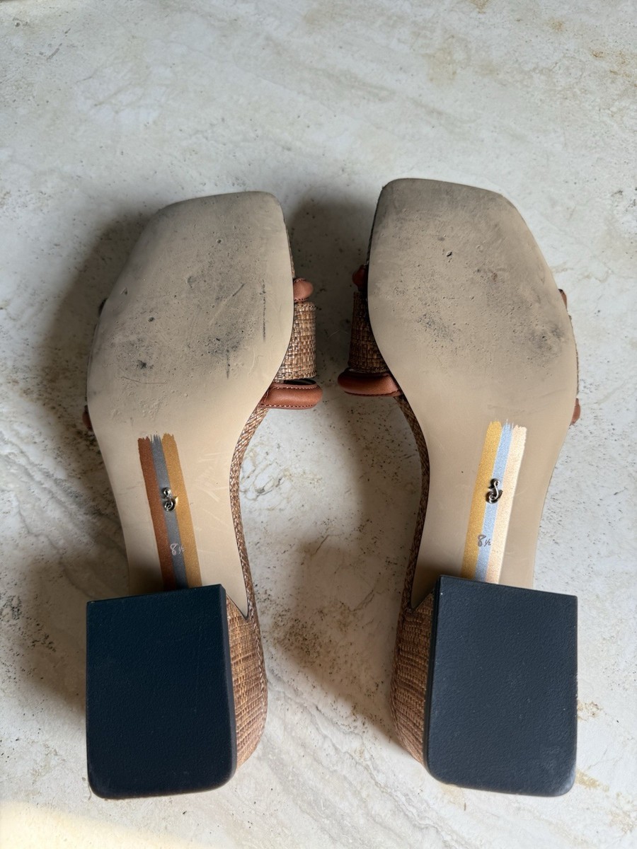 Women's Sam Edelman WAYLON Rich Cognac Block Heel Slide Sandals