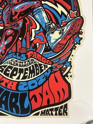 Pearl Jam Poster Philadelphia Sixers Dr. J 2024 Show 9/9 Ames Dark