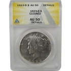 1923 D Peace Dollar AU 50 Details ANACS Silver $1 Coin SKU:I22368