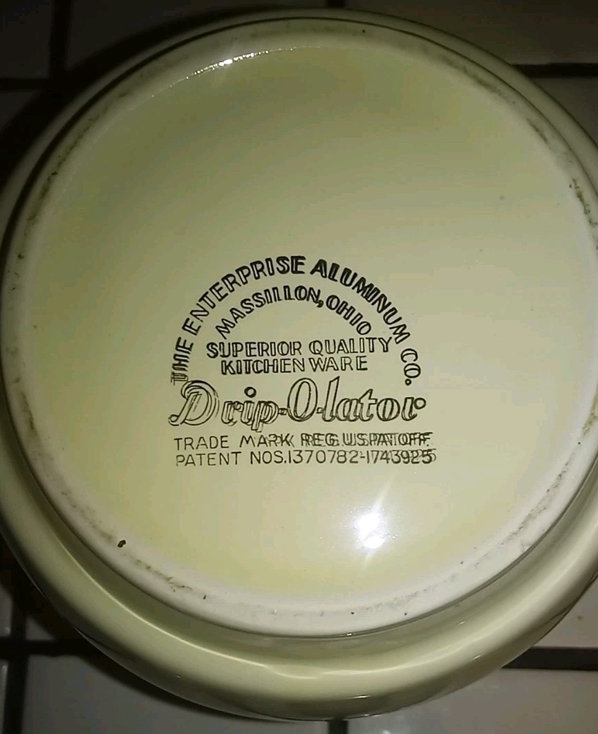 Vintage Ceramic Drip-o-Lator The Enterprise Aluminum Co Coffee Tea Ohio USA Made