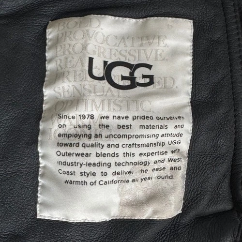 UGG Clint Men's Black Suede Lambskin Leather Shearling Trucker Jacket Coat M image 14