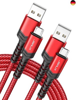 JSAUX Micro USB Kabel [2M 2 Pack], 3A Nylon Ladekabel für Android Smartphones 