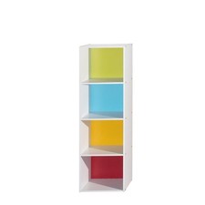 Hodedah HID24 RAINBOW 47.36 x 11.77 x 15.91 in. 4-Shelf Bookcase  Rainbow