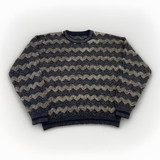 Vintage Sweater Mens M Striped Knit Crewneck 90s Grandpa