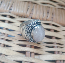 Sterling Silver Moonstone Gemstone Ring Handmade Statement Ring Jewelry For Gift