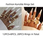 20PCS(or 2sets) Women Golden Knuckle Finger Rings Set Geometry Snake Flower etc