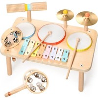 Kinder Schlagzeug Wingyz, 9-In-1 Holz Musikinstrumente Set Mit Xylophon