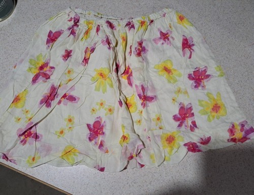 Girls Lands End White And Pink Floral Skirt Size 8 - Picture 1 of 5