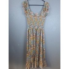 Urban Outfitters Floral Midi Dress Womens M Smocked Tiered Boho Cottagecore