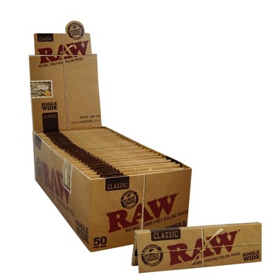 1 Box (50x) RAW Classic Regular Single Wide kurze Blättchen Unbleached Papers