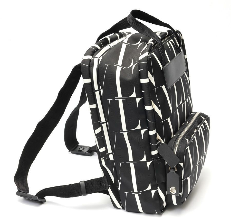 Valentino VLTN Nylon Backpack Black/White Used UY2B0964 Rucksack From Japan thumbnail 3