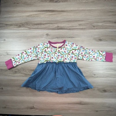 Matilda Jane Girls Bird Tree Ruffled Dress Size 6 Long Sleeve - Image 1 of 4