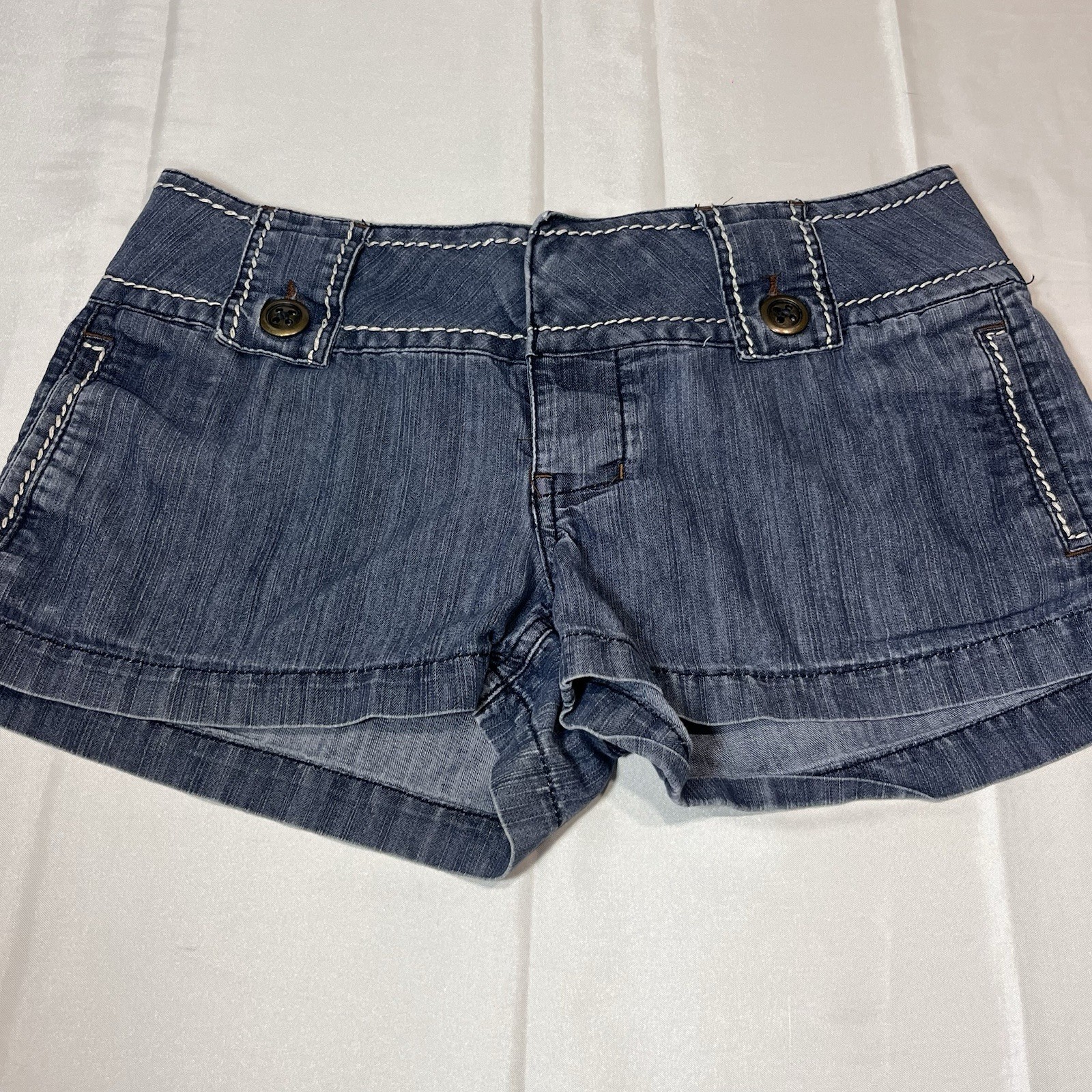 Rewash Women 9 Denim Jean Shorts Low Rise Y2K Festival Micro Mini Booty Preppy