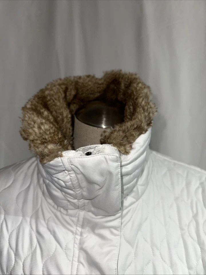 Marmot Jacket Puffer Fur Bomber Women’s Size M White  - Image 2 of 4