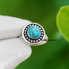 Copper Turquoise Gemstone 925 sterling silver handmade Gift Ring US size 5 to 13