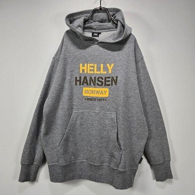 Helly Hansen Hoodie Parka Gray Big Logo Polyester Cotton Used