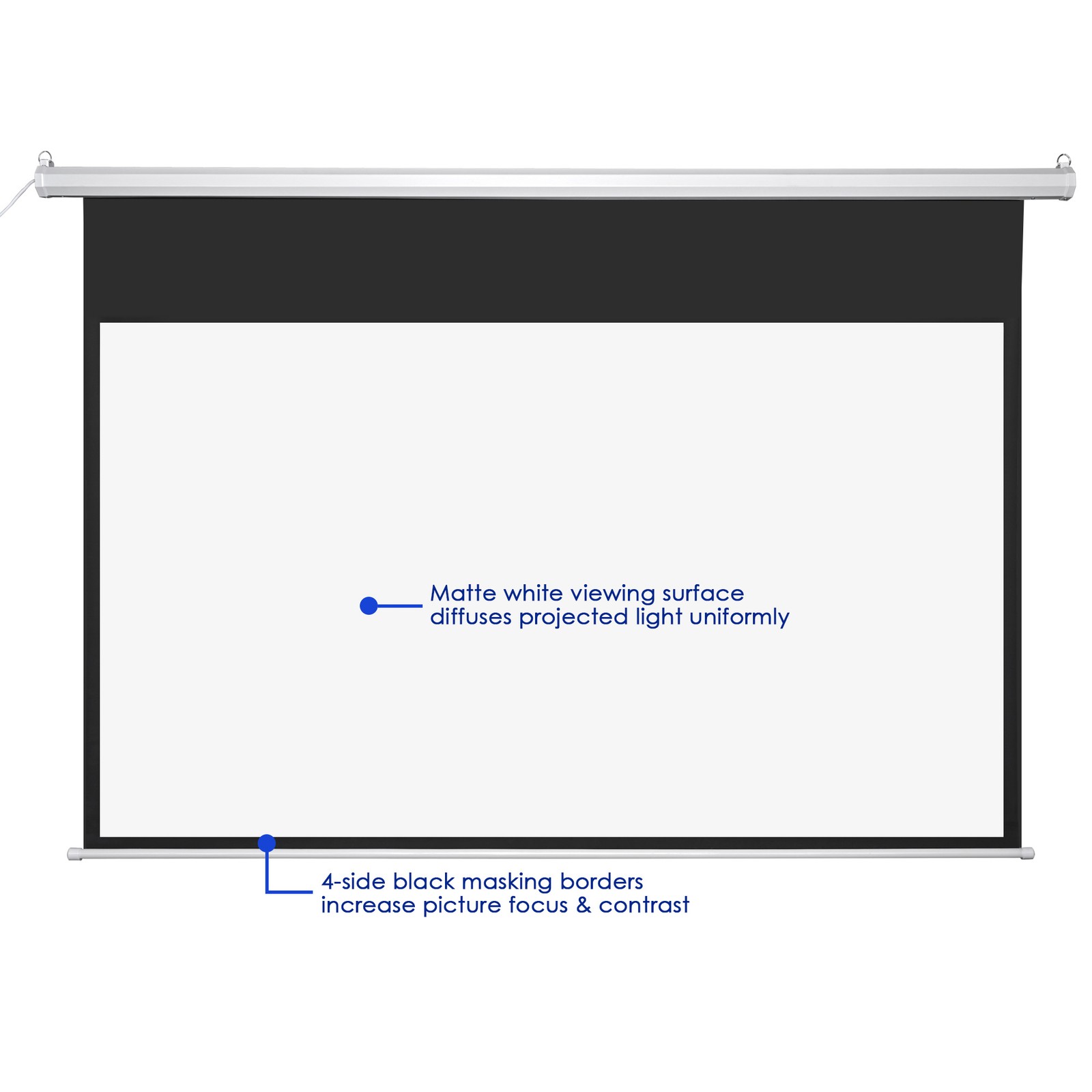 92" 16:9 Electric Motorized Projector Screen w/ Remote Control Movie Projection