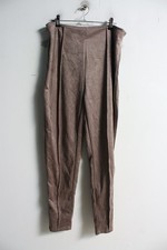 Shein Womens Faux Suede Side Zip Leggings - Brown - Size Large i39