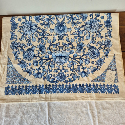 Vintage NWT NOS TerriSol Karsten Bath Towel 29.5 x 54'' 100% Cotton Blue Floral
