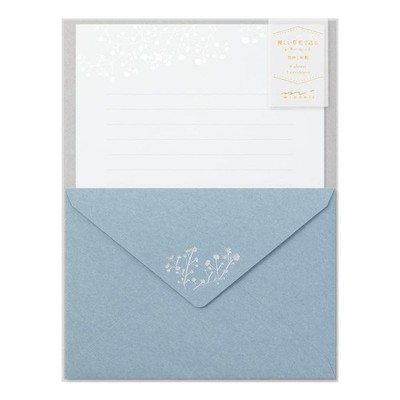 Midori Letter Set Foil Stamped Envelope Kasumi Grass Pattern 86508006