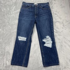 KanCan Jeans Womens 13/30 Blue Denim Distressed Casual High Rise Straight Leg