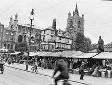 1930s Norwich England Market St Peter Mancroft Street Scene Photo Negative p5-B5