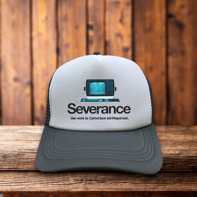Severance TV Show Mens Trucker Hat Grey Work Is Mysterious & Important Apple Cap