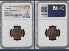 1737 New York Penny Netherlands Dutch East Indies Colonial Duit NGC Genuine
