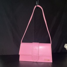 Jacquemus Pink Small Shoulder Bag Gold Hardware Logo Buckle Closure Solid