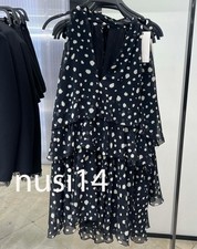 ZARA NEW WOMAN POLKA DOT RUFFLED MINI DRESS BLACK ECRU XS-L 2135/190/093