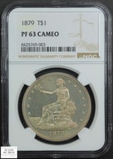 1879 CAMEO PROOF Trade Silver Dollar $1 NGC PR 63 CAM