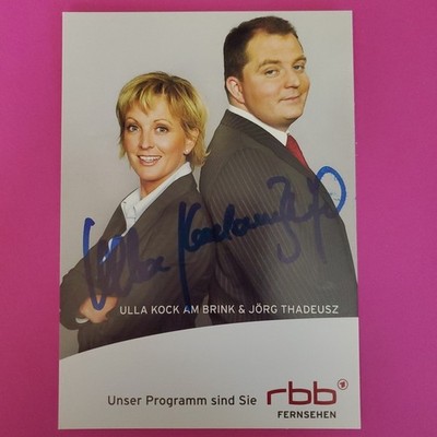 Ulla Kock Am Brink, Jörg Thadeusz, RBB, original signierte Autogrammkarte, Top