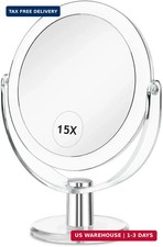 Vanity Makeup Mirror with Stand, 1X/15X Magnification Double Sided 360 Degree Sw