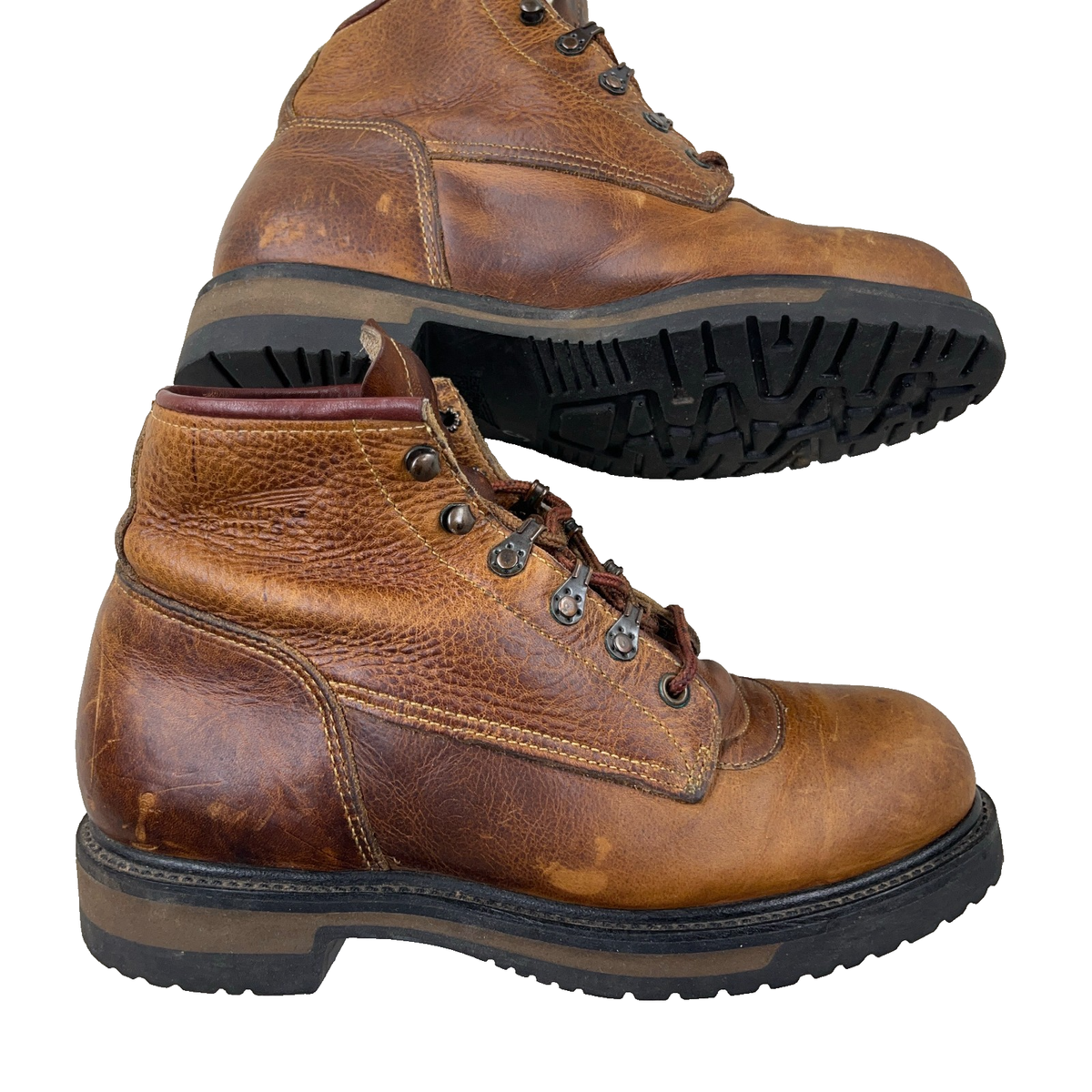 Vintage Red Wing Work Boots Men 8 E Brown Leather Steel Toe ANSI