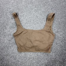 Abercrombie Brown Ribbed Scoopneck Tank Built-in Shelf Bra XS