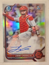 2022 Bowman Draft Chrome 1st Refractor Auto /499 Jimmy Crooks Cardinals Rookie