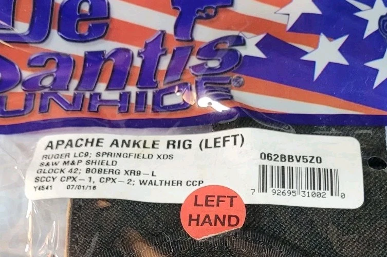 Desantis Apache Ankle Rig Left Hand Ankle Holster For Small Semi Autos Black - Image 2 of 4