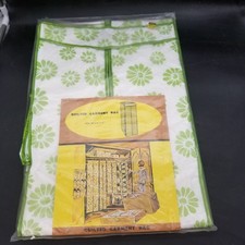 60s Quilted Garment Bag NOS Hanging Closet Vinyl Floral Green 54x19x13